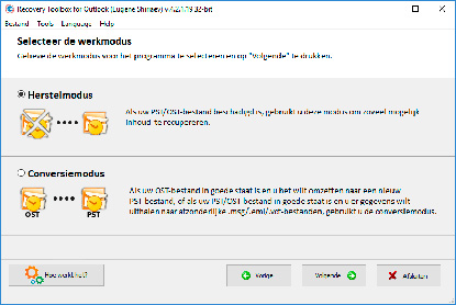 Selecteer de werkmodus