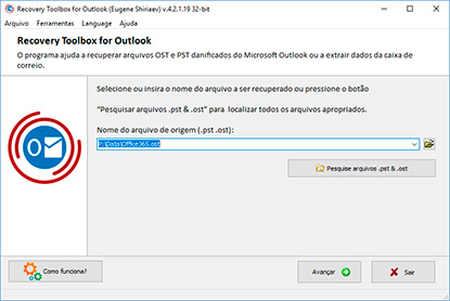 Selecione o arquivo fonte .pst que voce quer reparar
