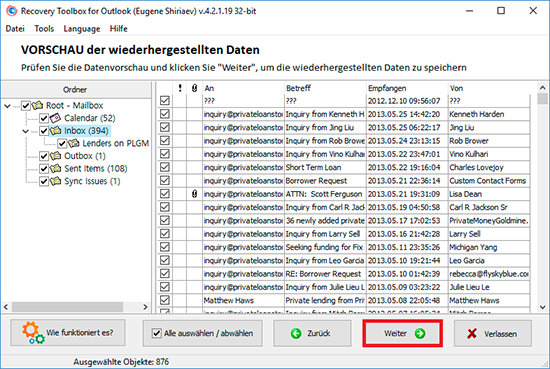 Wiederherstellungstool outlook