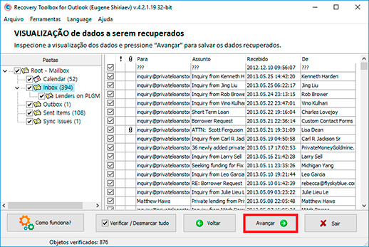 ferramenta de recuperação do outlook